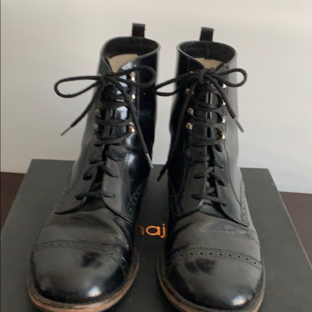 Black leather boots.